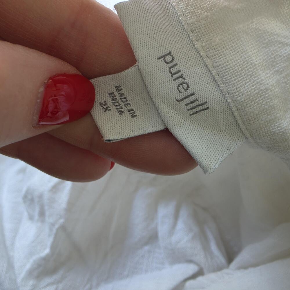 Pure Jill Button Up Shirt Womens 2X White 100% Cotton Dolman Short Sleeve Top - Picture 3 of 8